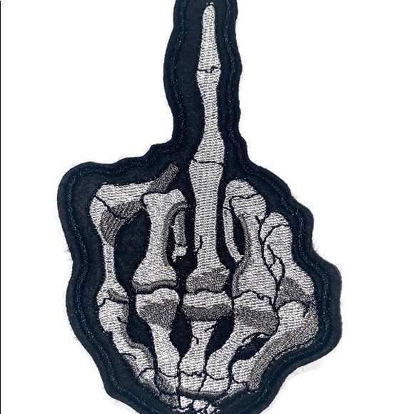 MIDDLE FINGER iron-on patch - Picture 2 of 2